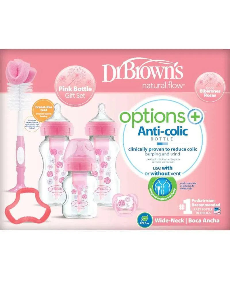 Dr. Brown's Pack cadeau Anti-colique à Cole large - Rose - Babyboss.ma - Dr. Brown's - pour bébé maroc