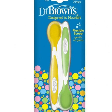 Dr. Brown's Pack de 2 Cuillères à pointe souple 4M+ - Dr. Brown's - Couverts pour bébé Maroc -www.babyboss.ma