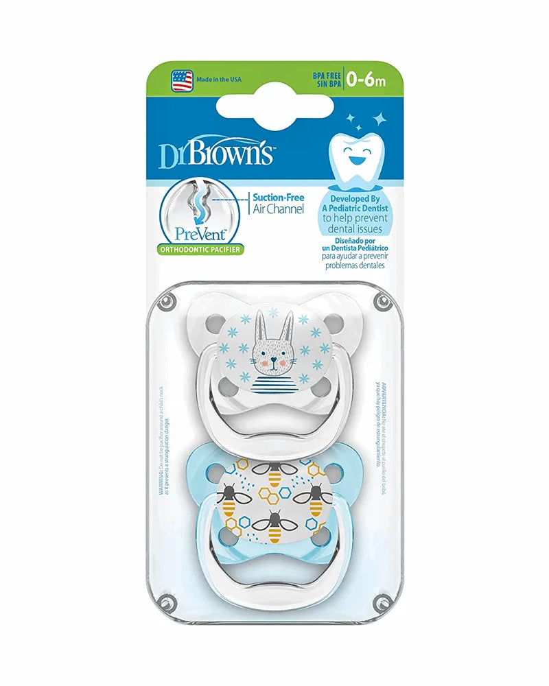 Dr. Brown's Pack de 2 Sucettes Orthodontiques Stage1 0-6M - Lapin Abeille - Babyboss.ma - Dr. Brown's - pour bébé maroc