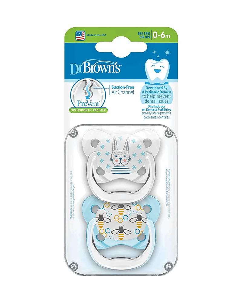 Dr. Brown's Pack de 2 Sucettes Orthodontiques Stage1 0-6M - Lapin Abeille - Dr. Brown's - Sucettes pour bébé Maroc -www.babyboss.ma