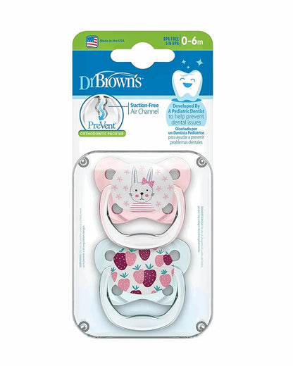 Dr. Brown's Pack de 2 Sucettes Orthodontiques Stage1 0-6M - Lapin Fraise - Babyboss.ma - Dr. Brown's - pour bébé maroc