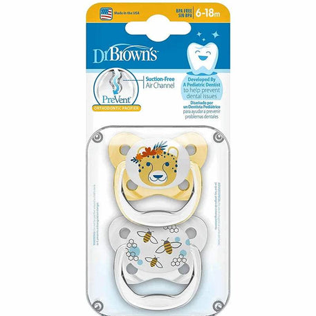 Dr. Brown's Pack de 2 Sucettes Orthodontiques Stage2 6-18M - Abeilles - Dr. Brown's - Sucettes pour bébé Maroc -www.babyboss.ma