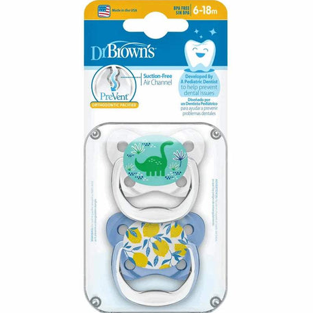 Dr. Brown's Pack de 2 Sucettes Orthodontiques Stage2 6-18M - Dinosaure - Dr. Brown's - Sucettes pour bébé Maroc -www.babyboss.ma
