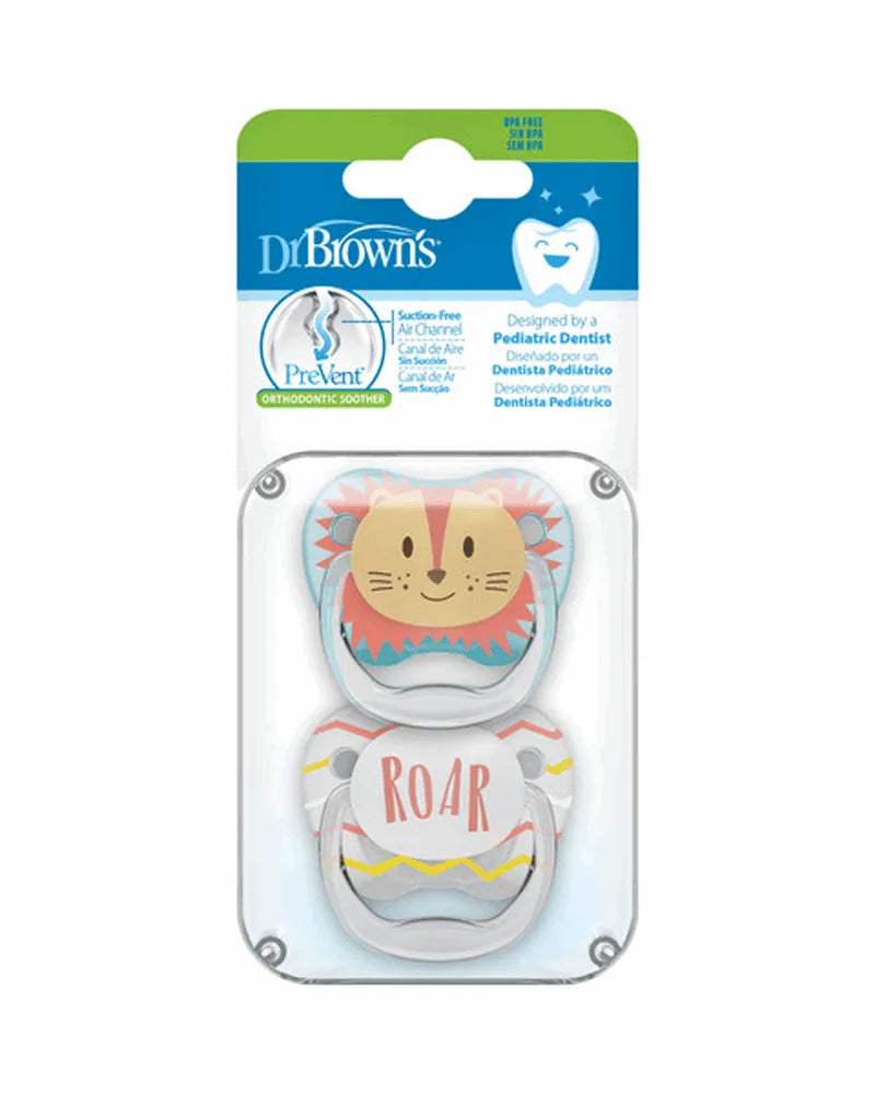 Dr. Brown's Pack de 2 Sucettes Stage1 0-6M - Animal Roar - Dr. Brown's - Sucettes pour bébé Maroc -www.babyboss.ma