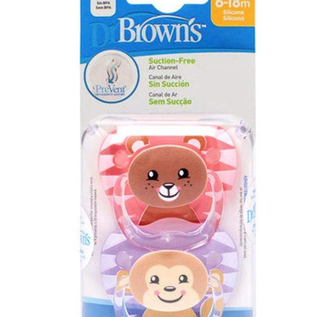 Dr. Brown's Pack de 2 Sucettes Stage2 6-18M - Girl Animal - Dr. Brown's - Sucettes pour bébé Maroc -www.babyboss.ma
