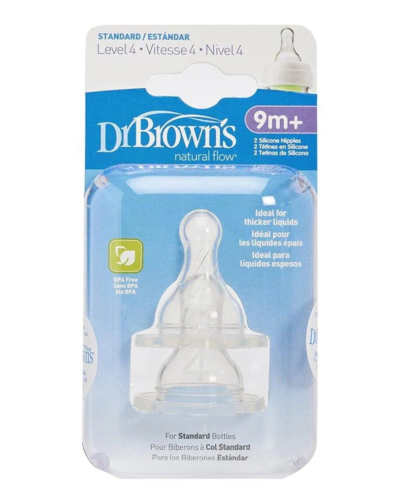 Dr. Brown's Pack de 2 tétines Cole étroit L4 9M+ - Babyboss.ma - Dr. Brown's - pour bébé maroc