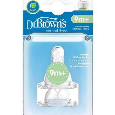 Dr. Brown's Pack de 2 Tétines Cole étroit L4 liquides épais 9M+ - Dr. Brown's - Tétines pour bébé Maroc -www.babyboss.ma