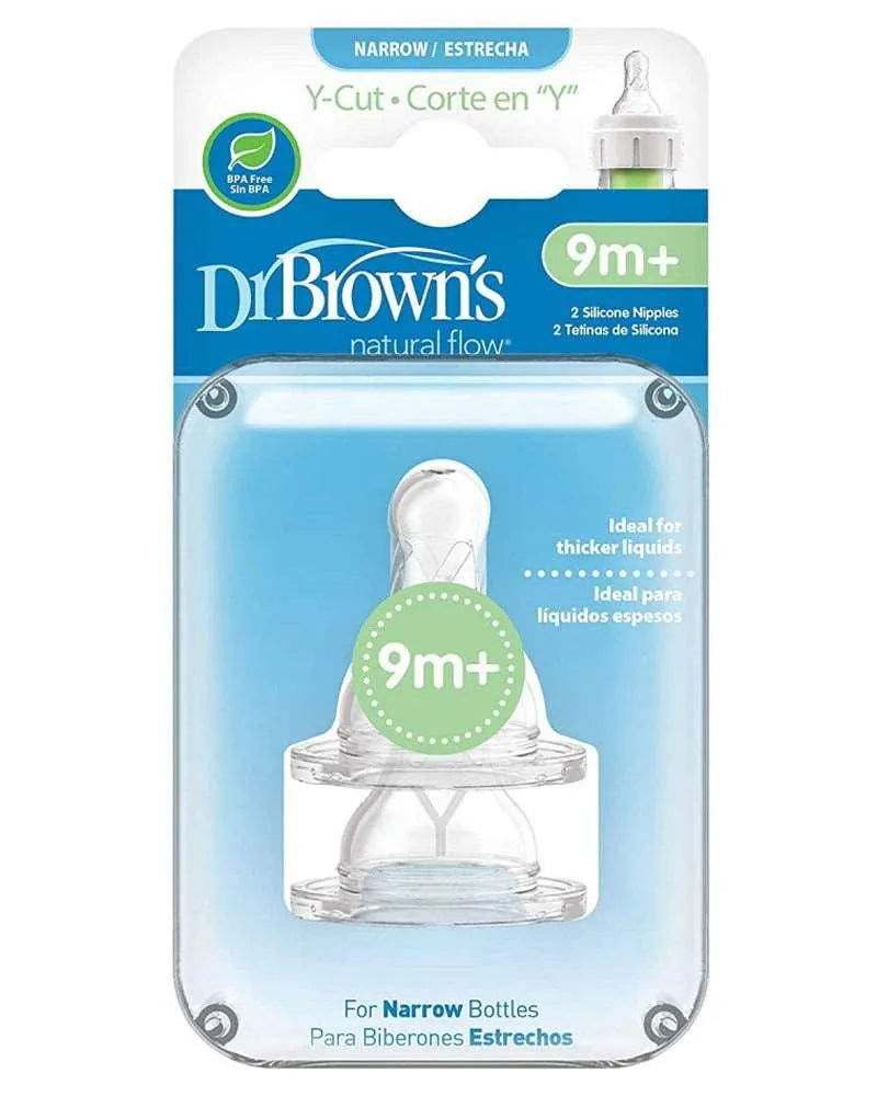 Dr. Brown's Pack de 2 Tétines Cole étroit L4 liquides épais 9M+ - Babyboss.ma - Dr. Brown's - pour bébé maroc