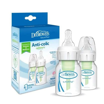 DR BROWNS PAQUET DE 2 BIBERONS ANTI COLIC OPTION ETROIT EN VERRE 60 ML+ TETINE - Babyboss.ma - Dr. Brown's - pour bébé maroc