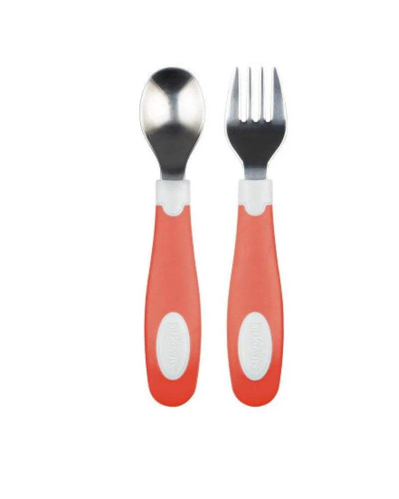 dr-brown-s-ensemble-de-cuillere-et-fourchette-en-metal-12m-corail-babyboss-ma-dr-brown-s-pour-bebe-maroc-1 - Babyboss.ma -bebe-maroc