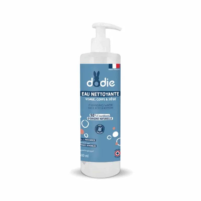 Eau nettoyante 3en1 flacon pompe Dodie - siège, visage et corps, 500ml - Dodie - Hygiène et Soin pour bébé Maroc -www.babyboss.ma