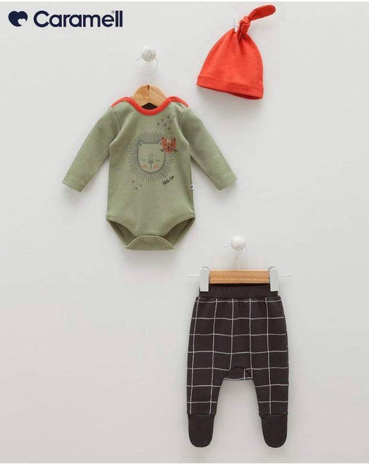 Ensemble body, pantalon, bonnet Bébé Leo Caramell BPS7933G 62 cm 100% cotton. - BABYBOSS - caramell - pour bébé maroc