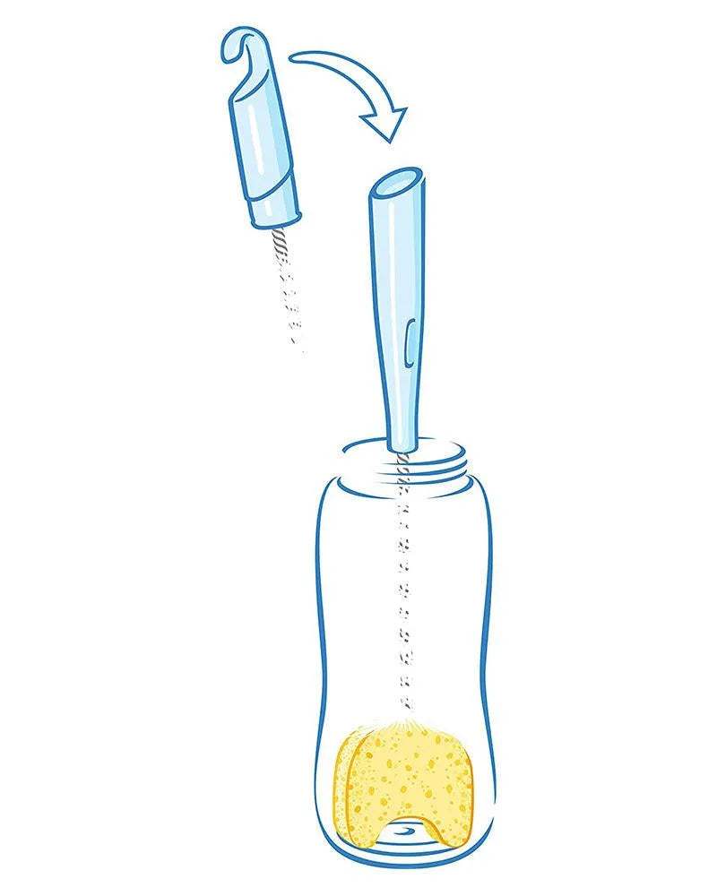 Goupillon pour biberon 2en1 avec éponge NUK - Bleu - NUK - Goupillons pour bébé Maroc -www.babyboss.ma