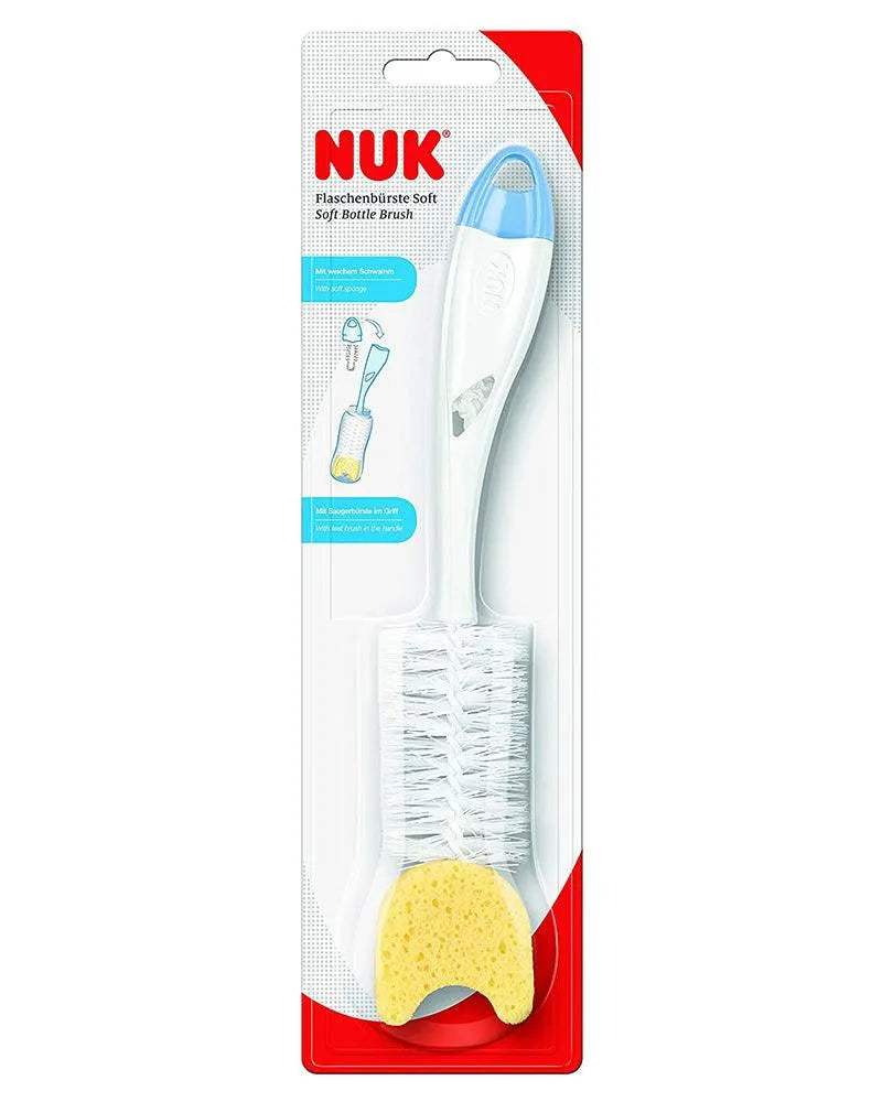 Goupillon pour biberon 2en1 avec éponge NUK - Bleu - NUK - Goupillons pour bébé Maroc -www.babyboss.ma