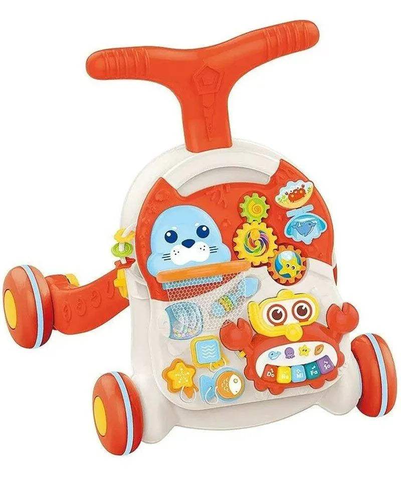 Huanger 2in1 Trotteur & Table d’activité interactive 12M+ - Orange - Huanger - Trotteurs pour bébé Maroc -www.babyboss.ma