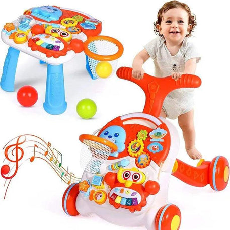 Huanger 2in1 Trotteur & Table d’activité interactive 12M+ - Orange - Huanger - Trotteurs pour bébé Maroc -www.babyboss.ma