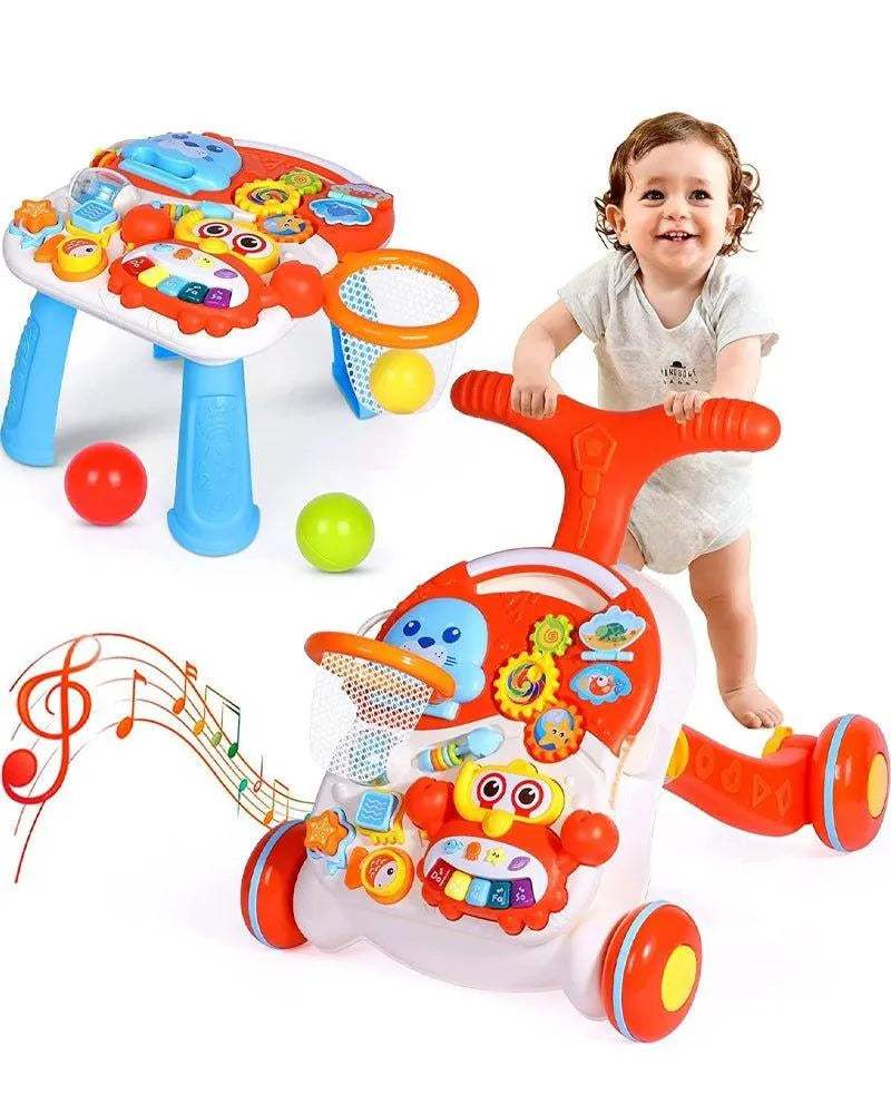 Huanger 2in1 Trotteur & Table d’activité interactive 12M+ - Orange - Huanger - Trotteurs pour bébé Maroc -www.babyboss.ma