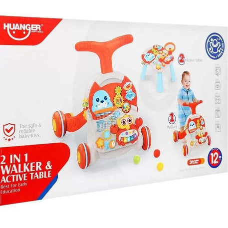 Huanger 2in1 Trotteur & Table d’activité interactive 12M+ - Orange - Huanger - Trotteurs pour bébé Maroc -www.babyboss.ma