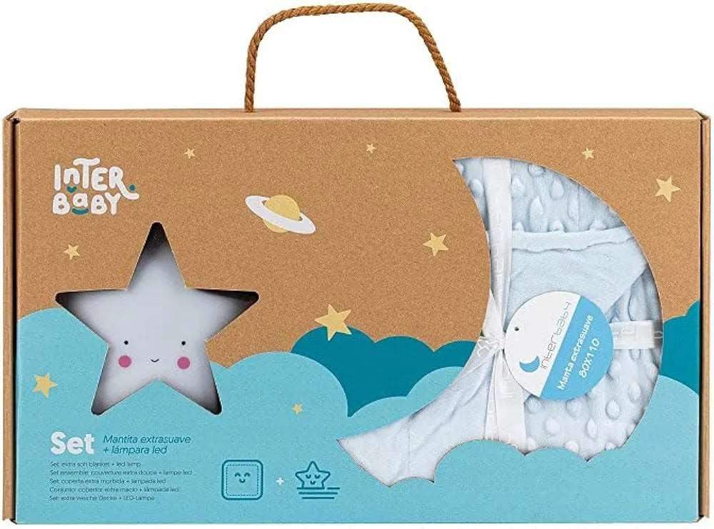 Interbaby Coffret de Couverture Bébé à bulles Bleu et veilleuse - Interbaby - pour bébé Maroc -www.babyboss.ma