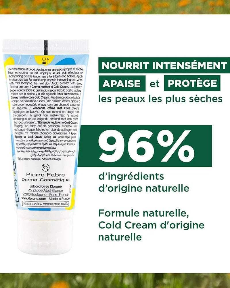Klorane Bébé Crème nutritive au Cold Cream et Calendula - 40ml - Klorane - Hygiène et Soin pour bébé Maroc -www.babyboss.ma