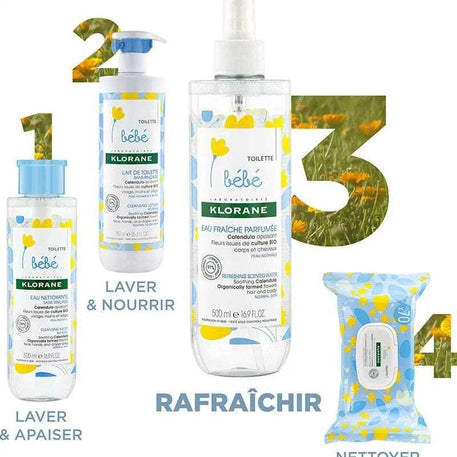 Klorane Bébé Eau fraîche parfumée au Calendula apaisant - 500ml - Klorane - Hygiène et Soin pour bébé Maroc -www.babyboss.ma