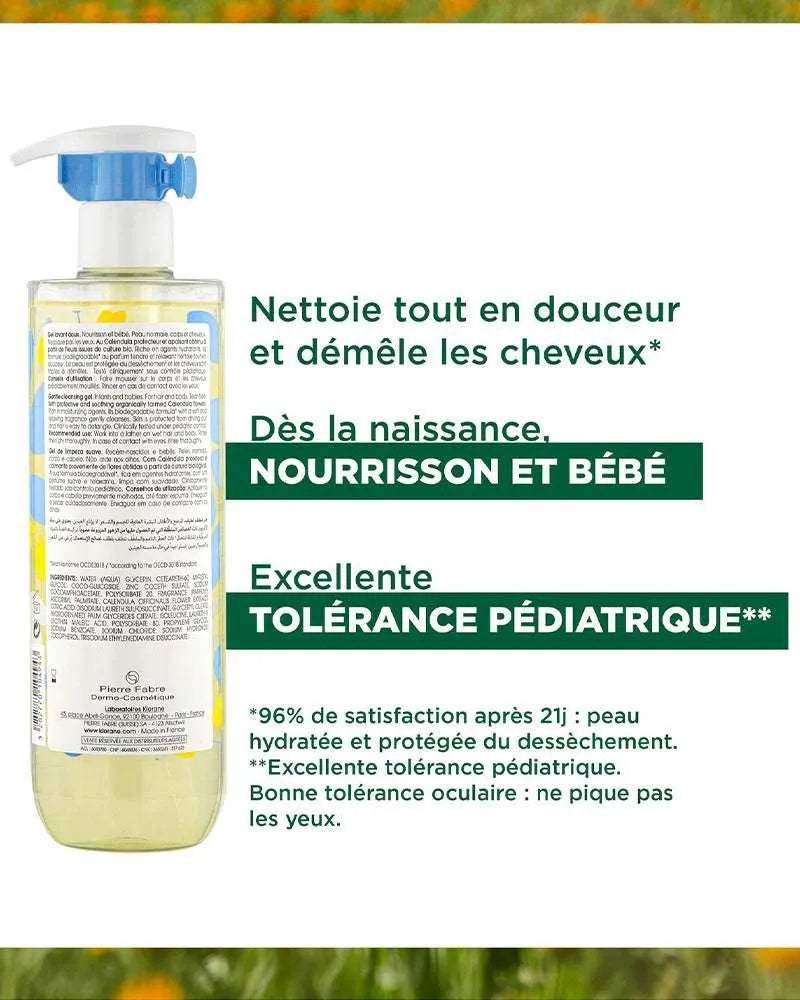 Klorane Bébé Gel lavant doux au Calendula apaisant - 500ml - Klorane - Hygiène et Soin pour bébé Maroc -www.babyboss.ma