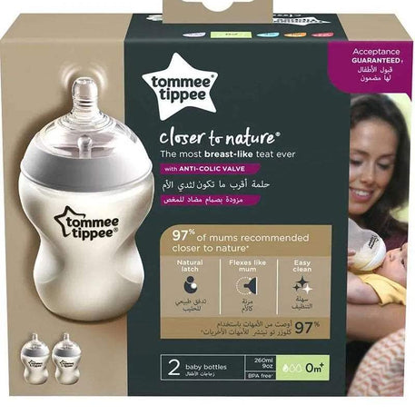Lot de 2 Biberons Tommee Tippee Closer to Nature 0m+ - 260ml - Tommee Tippee - Biberon pour bébé Maroc -www.babyboss.ma