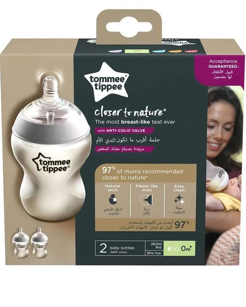 Lot de 2 Biberons Tommee Tippee Closer to Nature 0m+ - 260ml - Tommee Tippee - Biberon pour bébé Maroc -www.babyboss.ma