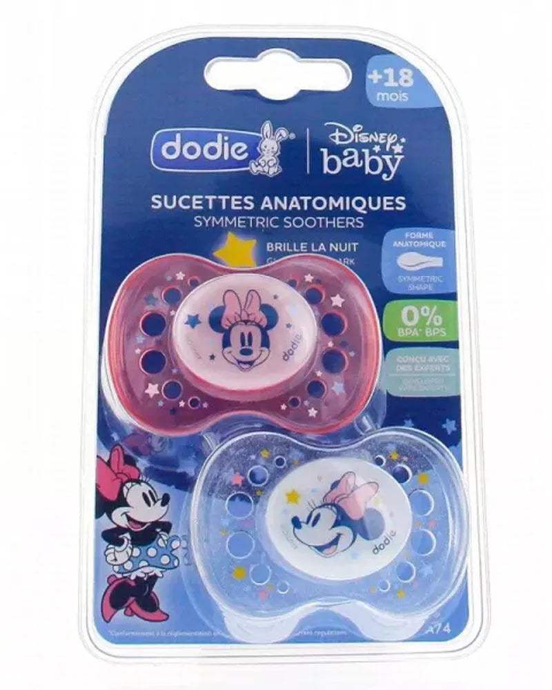 Lot de 2 Sucettes Anatomiques Dodie Silicone 18m+ - Nuit Minnie - Dodie - Sucettes pour bébé Maroc -www.babyboss.ma