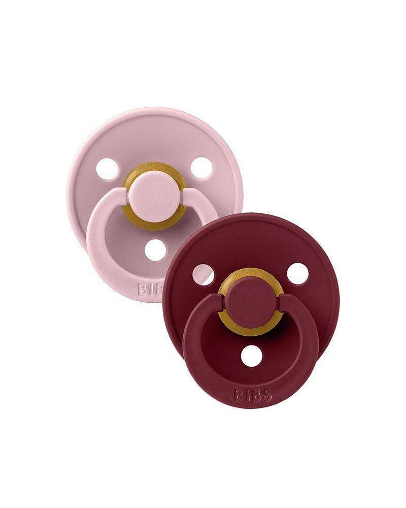 Lot de 2 Sucettes Bibs - Rose poudré & Grenat - Bibs - Sucettes pour bébé Maroc -www.babyboss.ma