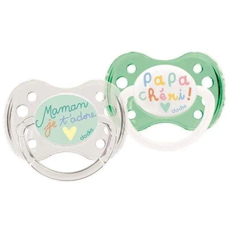 Lot de 2 sucettes Dodie Anatomiques Silicone 0-6m - Duo Maman Papa - Dodie - Sucettes pour bébé Maroc -www.babyboss.ma