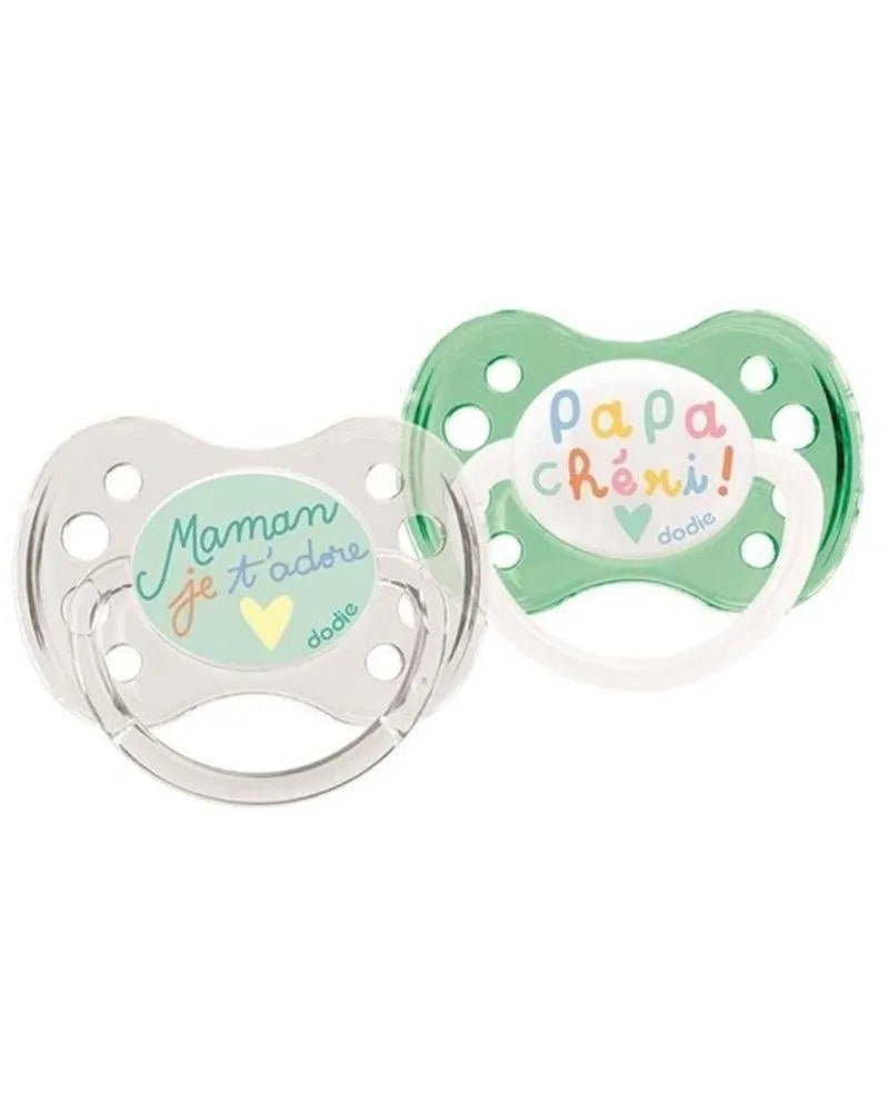 Lot de 2 sucettes Dodie Anatomiques Silicone 0-6m - Duo Maman Papa - Babyboss.ma - Dodie - pour bébé maroc