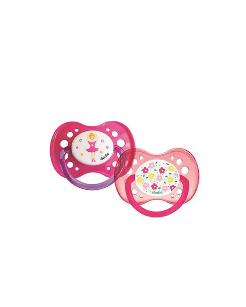 Lot de 2 Sucettes Physiologique Silicone Dodie +18m - Fleurs/Danseuse - Babyboss.ma - Dodie - pour bébé maroc