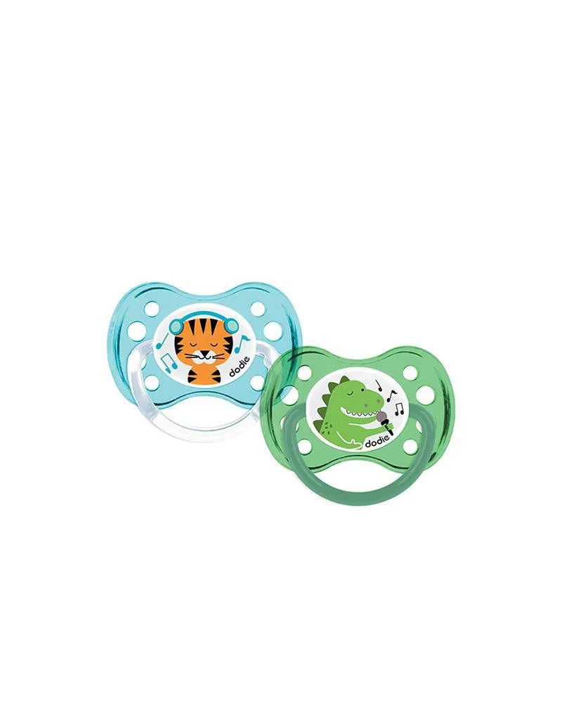 Lot de 2 Sucettes Physiologique Silicone Dodie +6m - Tigre/Dinosaure - Babyboss.ma - Dodie - pour bébé maroc