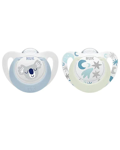 Lot de 2 Sucettes Star Night & Day NUK 0-6M - Étoiles & Bleu - Babyboss.ma - NUK - pour bébé maroc