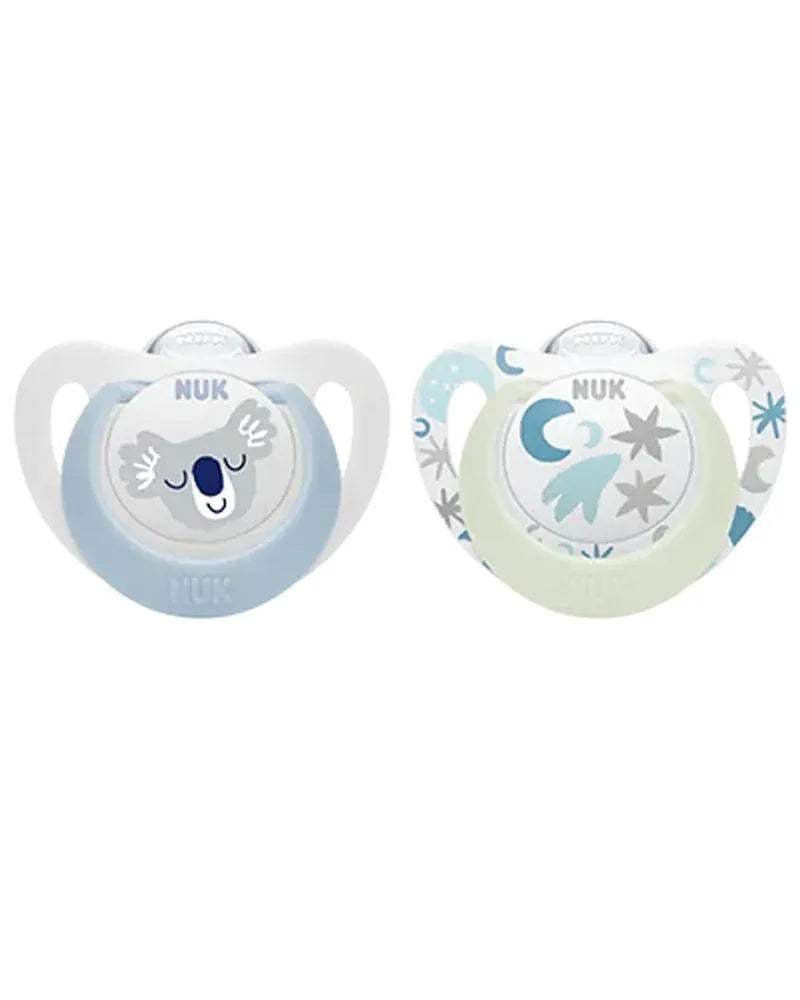 Lot de 2 Sucettes Star Night & Day NUK 0-6M - Étoiles & Bleu - NUK - Sucettes pour bébé Maroc -www.babyboss.ma