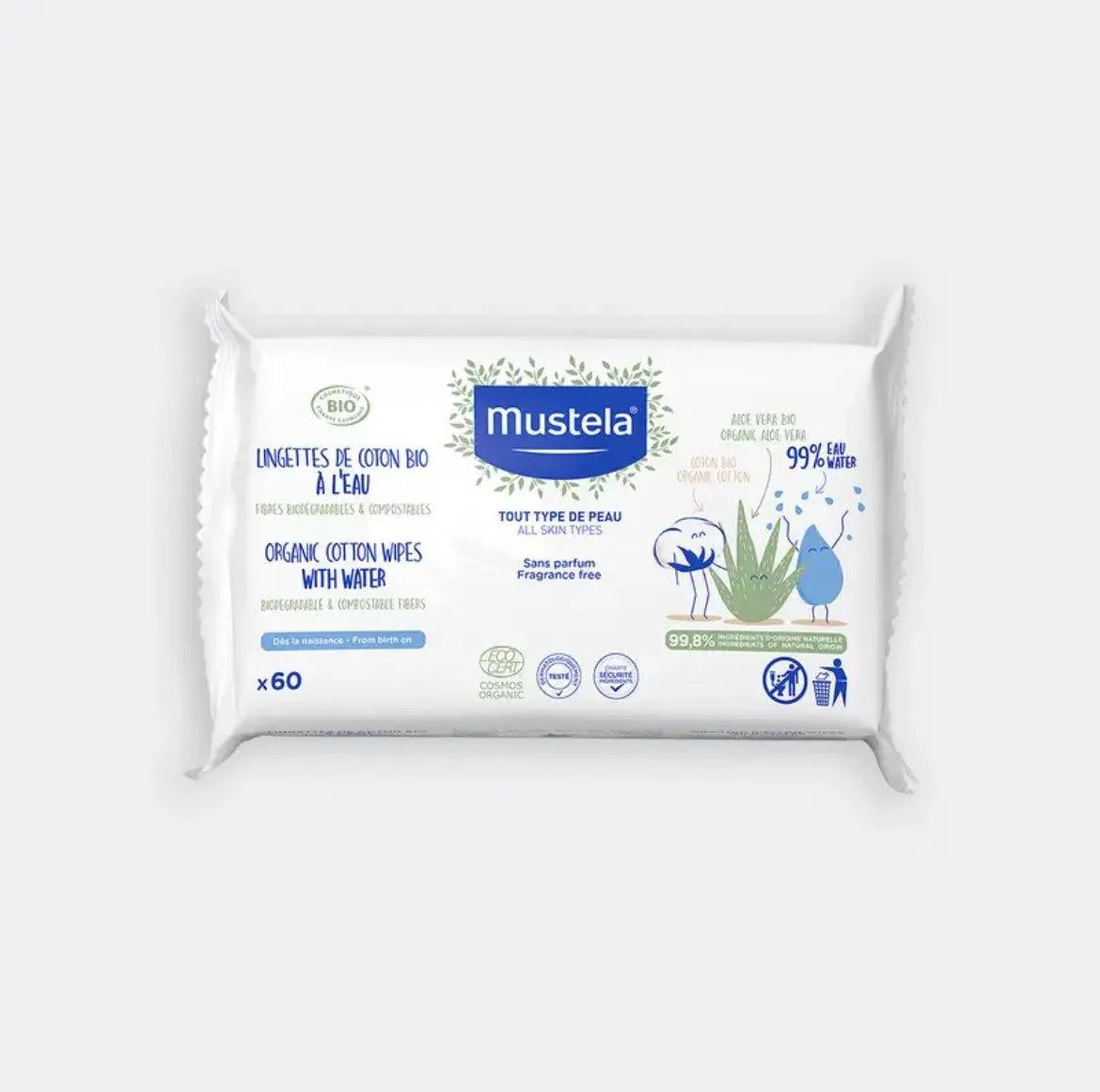 Mustela Lingettes de coton BIO à l’eau - Babyboss.ma - mustela - pour bébé maroc