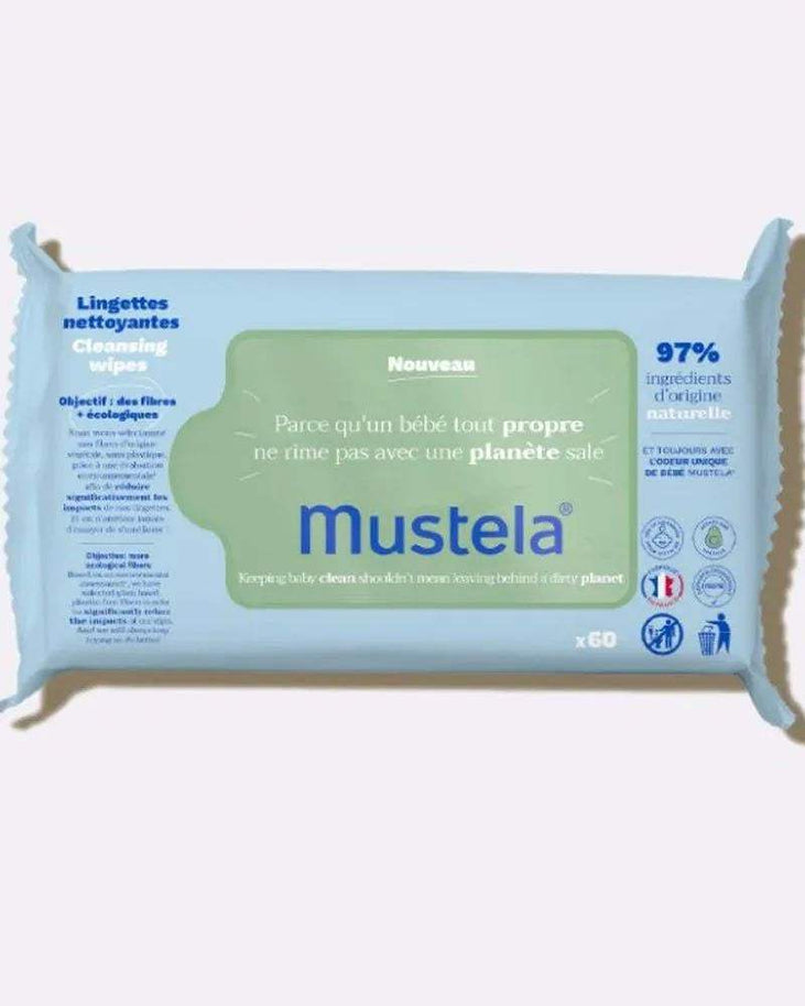 Mustela Lingettes Nettoyantes à l'Avocat BIO - 60 unités - Mustela - Hygiène et Soin pour bébé Maroc -www.babyboss.ma
