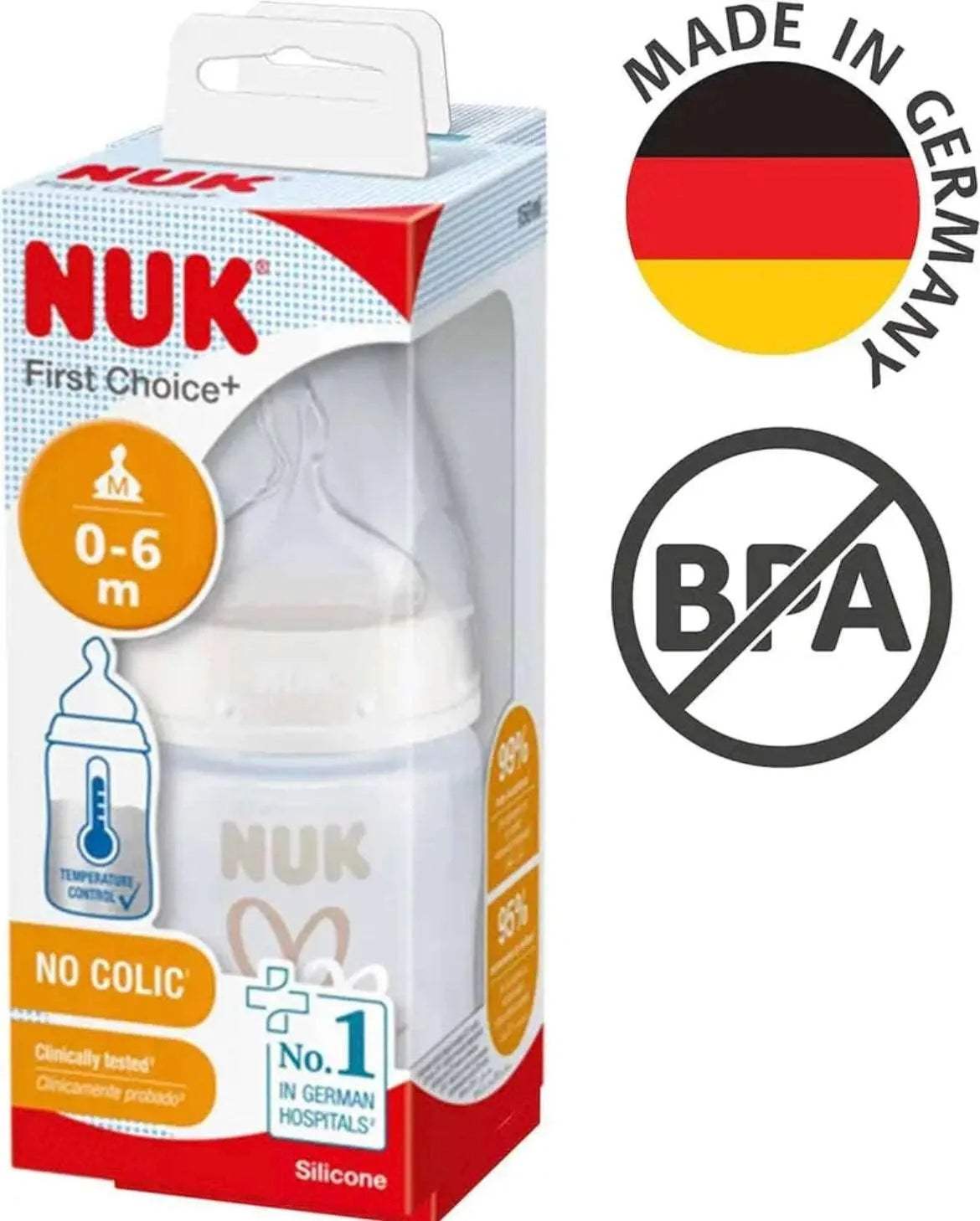 Nuk Biberon first choice+ Température control 150ml 0-6mois Cœur - NUK - pour bébé Maroc -www.babyboss.ma