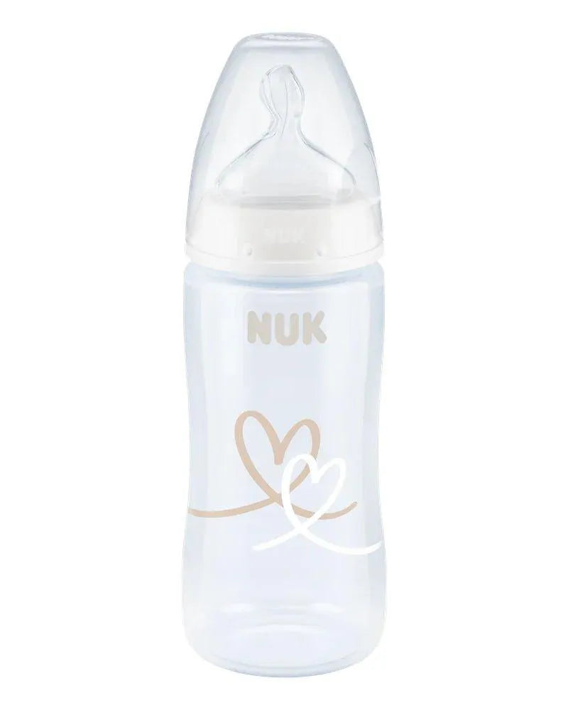 Nuk Biberon PP 300ml tétine en silicone 0-6 mois - Cœur Beige - Babyboss.ma - NUK - pour bébé maroc