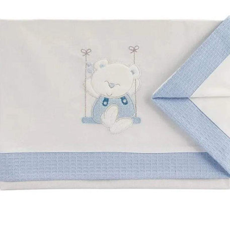 Parure de Lit 60×120cm - Blanc & Bleu - Interbaby - Linge de lit pour bébé Maroc -www.babyboss.ma