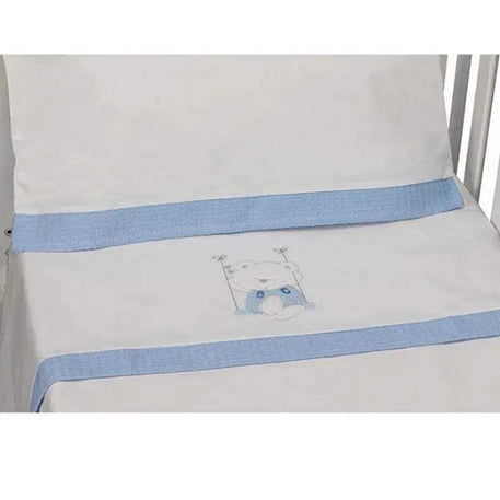 Parure de Lit 60×120cm - Blanc & Bleu - Interbaby - Linge de lit pour bébé Maroc -www.babyboss.ma