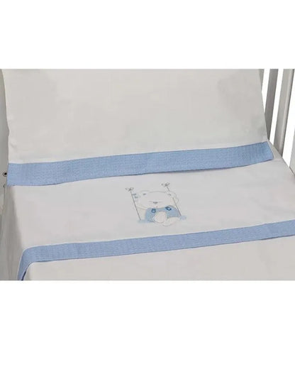 Parure de Lit 60×120cm - Blanc & Bleu - Babyboss.ma - Interbaby - pour bébé maroc