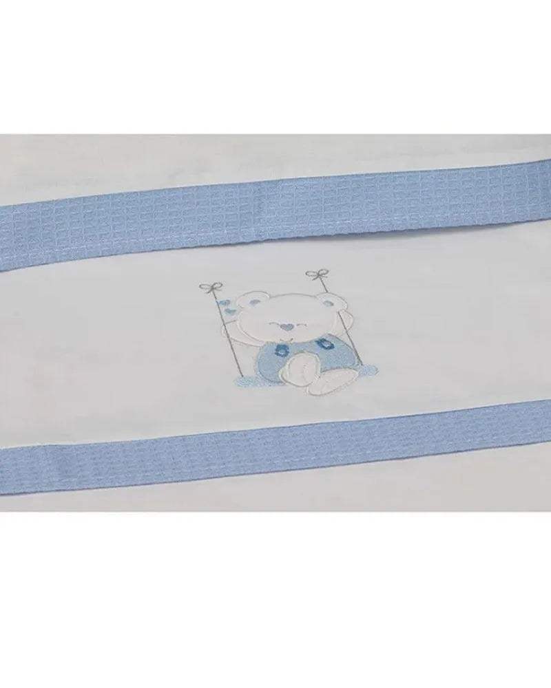 Parure de Lit 60×120cm - Blanc & Bleu - Interbaby - Linge de lit pour bébé Maroc -www.babyboss.ma