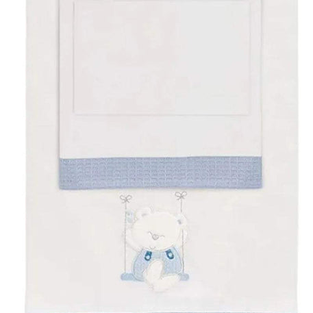 Parure de Lit 60×120cm - Blanc & Bleu - Interbaby - Linge de lit pour bébé Maroc -www.babyboss.ma