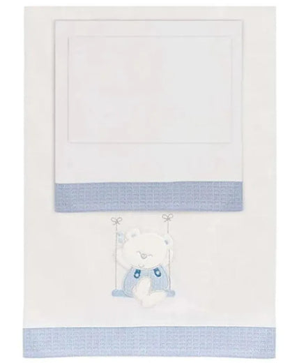 Parure de Lit 60×120cm - Blanc & Bleu - Babyboss.ma - Interbaby - pour bébé maroc