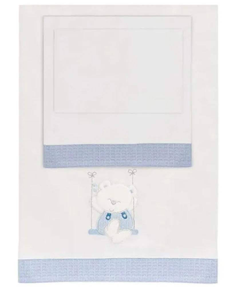 Parure de Lit 60×120cm - Blanc & Bleu - Interbaby - Linge de lit pour bébé Maroc -www.babyboss.ma