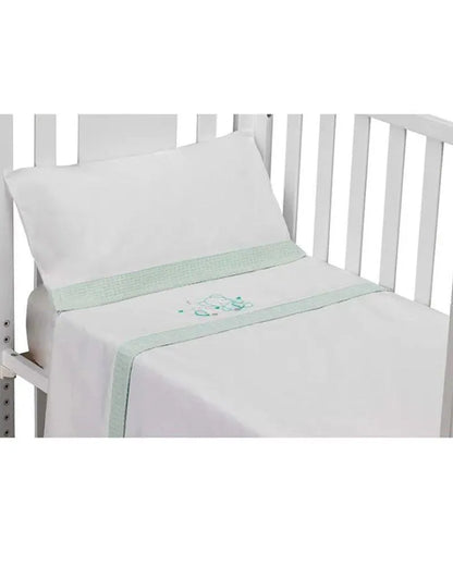 Parure de Lit 60×120cm - Blanc & Vert - Babyboss.ma - Interbaby - pour bébé maroc