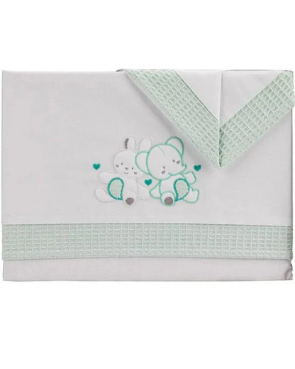 Parure de Lit 60×120cm - Blanc & Vert - Babyboss.ma - Interbaby - pour bébé maroc