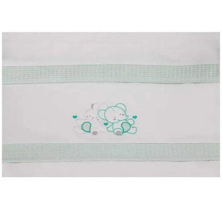 Parure de Lit 60×120cm - Blanc & Vert - Interbaby - Linge de lit pour bébé Maroc -www.babyboss.ma
